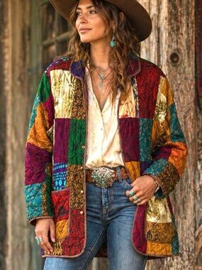 Rare Vintage Blair Reversible 100% Silk Jacket – Colorful Patchwork Size M